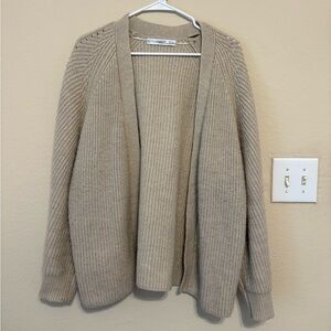 Mango M Women's Beige Open-Front Cardigan